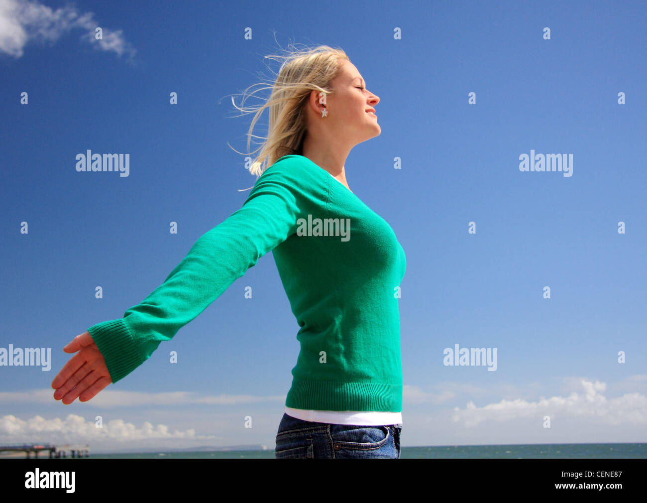 Woman Wearing Green Jumper High Resolution Stock Photography and Images ...