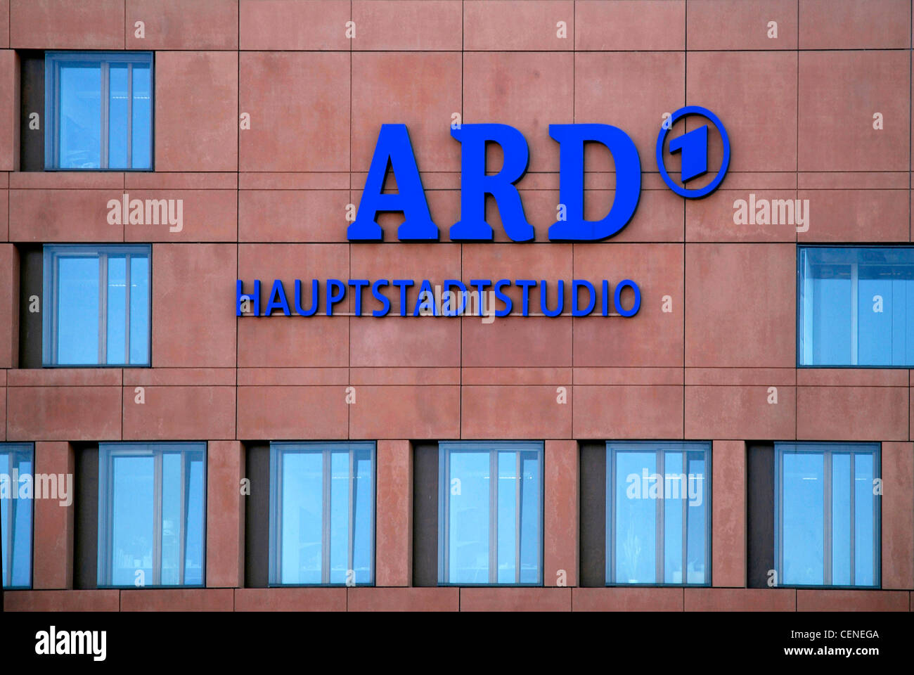 Capital studio of the team of the German broadcasting companies ARD on the Reichstagsufer in Berlin. Stock Photo