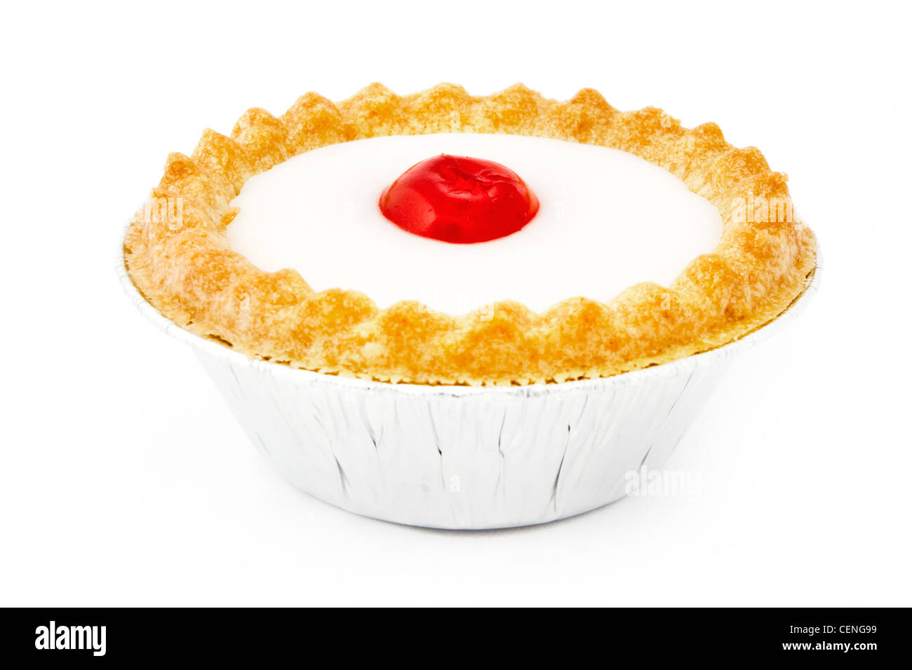 Bakewell tart on a white background Stock Photo