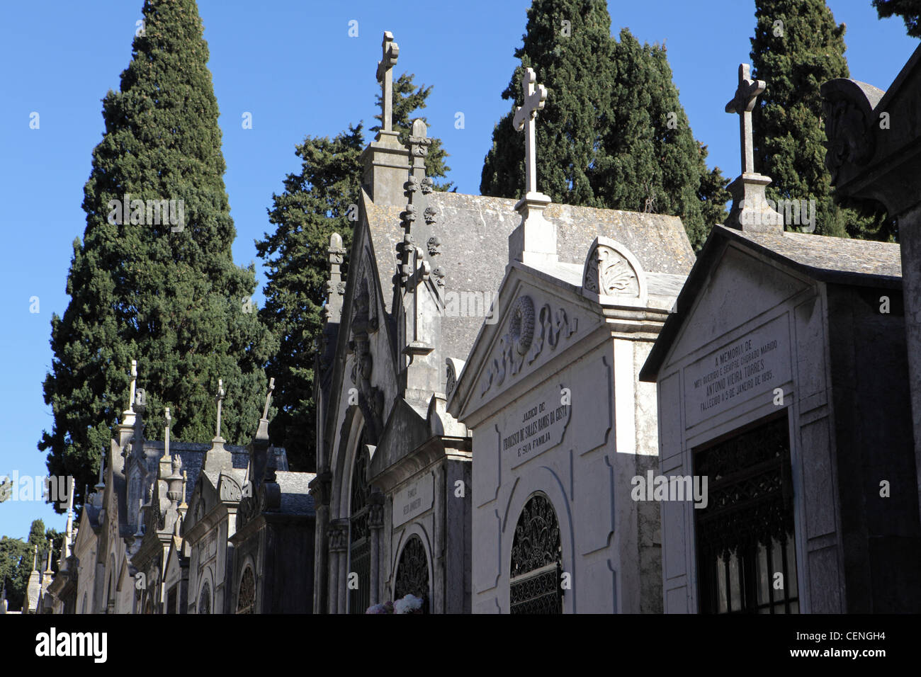 Lisbon's largest cemetery, Cemiterio dos Prazeres (cemetery of pleasures). Portugal, European Capital City. Stock Photo