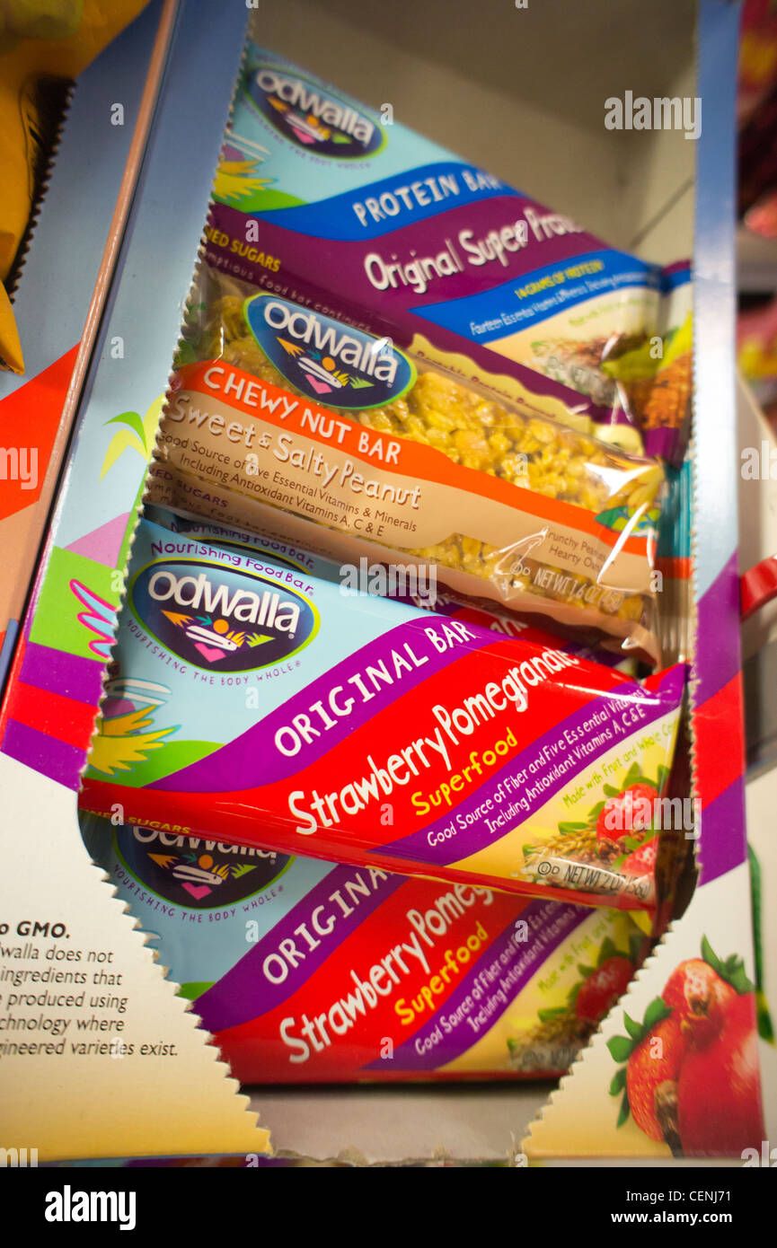 Energy bars on a supermarket shelf in New York Stock Photo Alamy