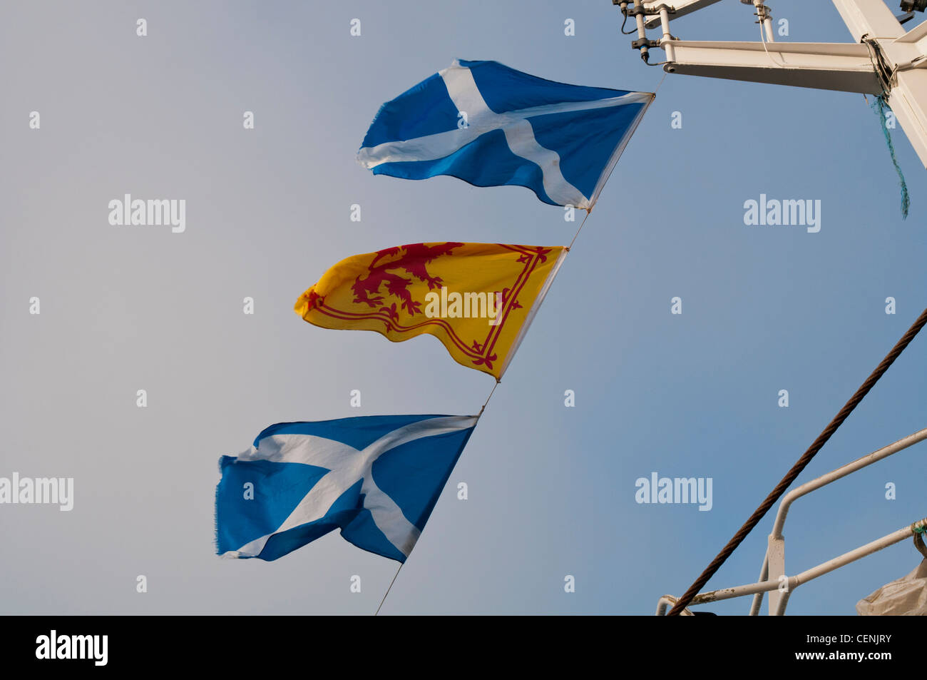 Scottish fishing boat ensigns / flags Stock Photo Alamy