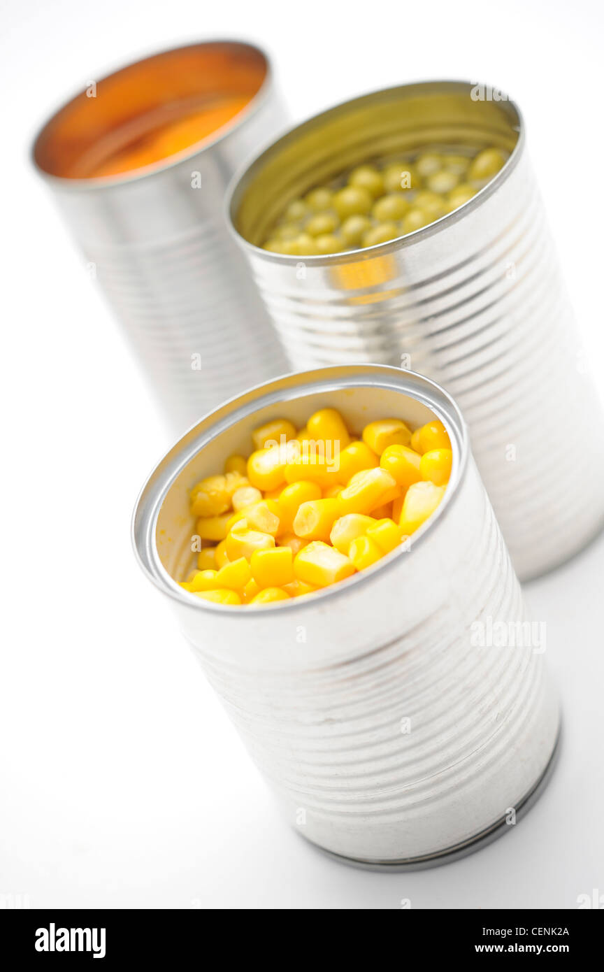 Years Of The Tin Can A still life image of a group of opened vegetable