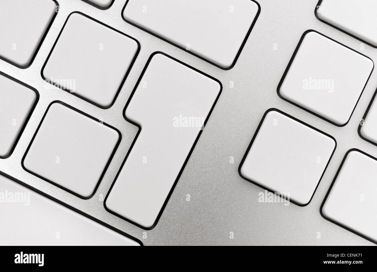 Blank buttons on modern aluminum keyboard. Stock Photo