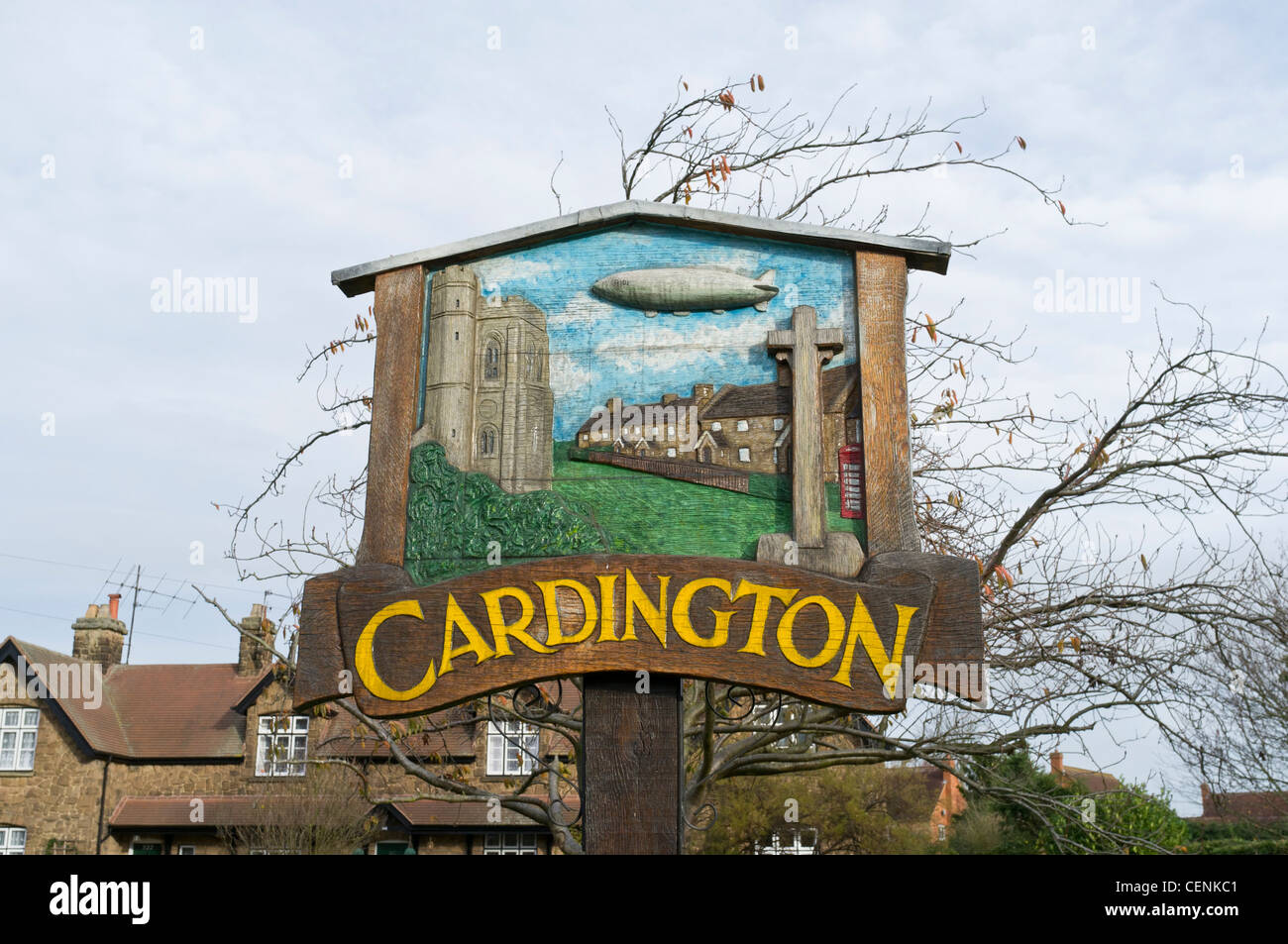 Cardington Bedfordshire, UK.Village sign Stock Photo