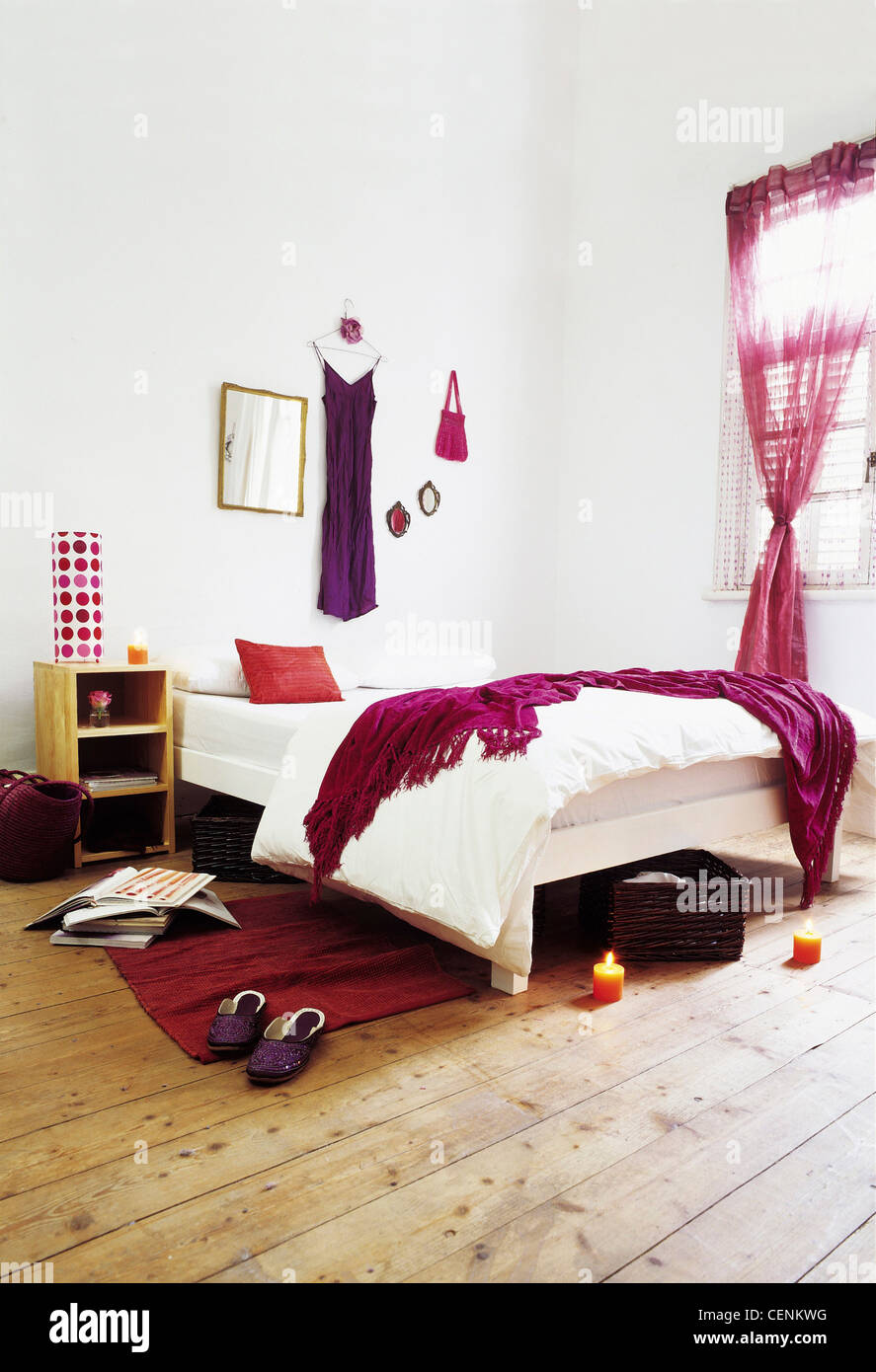 Berry fresh Bedroom decorated in shades of pink berry White bed berry