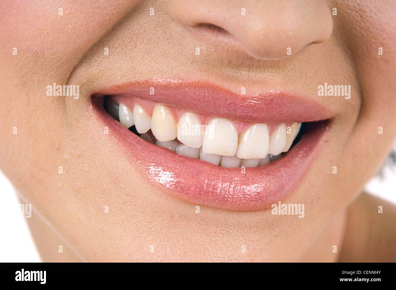 Close up of smiling glossy lips hi-res stock photography and Close up of smiling glossy lips hi-res stock photography and