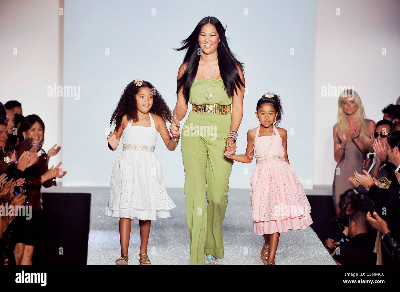 Baby Phat New York Ready to Wear Spring Summer Fashion designer Kimora Lee Simmons daughters Aoki Lee Simmons (left) and Ming Stock Photo
