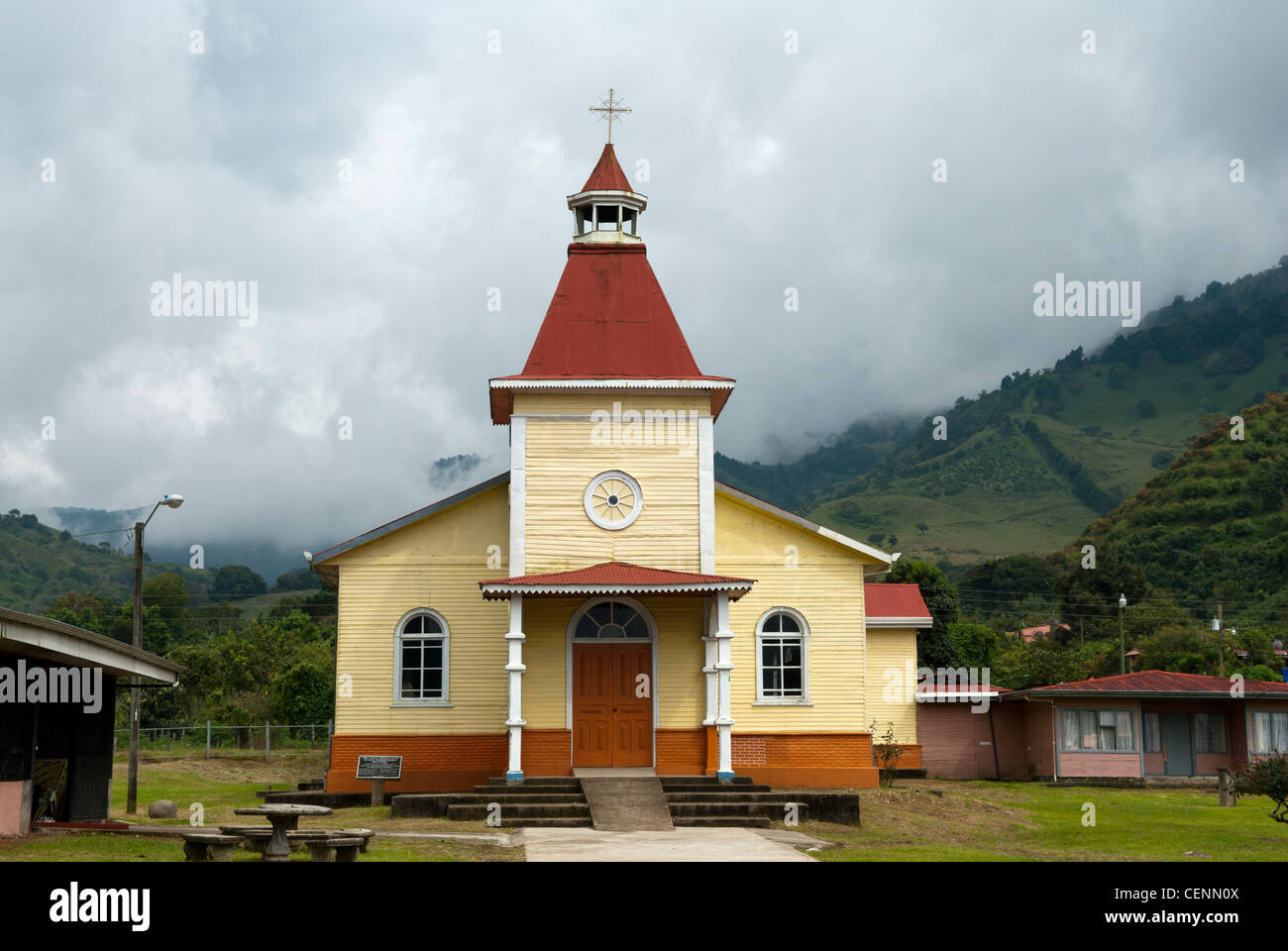 Church of San Rafael Arcángel, Copey de Dota, Costa Rica. Stock Photo