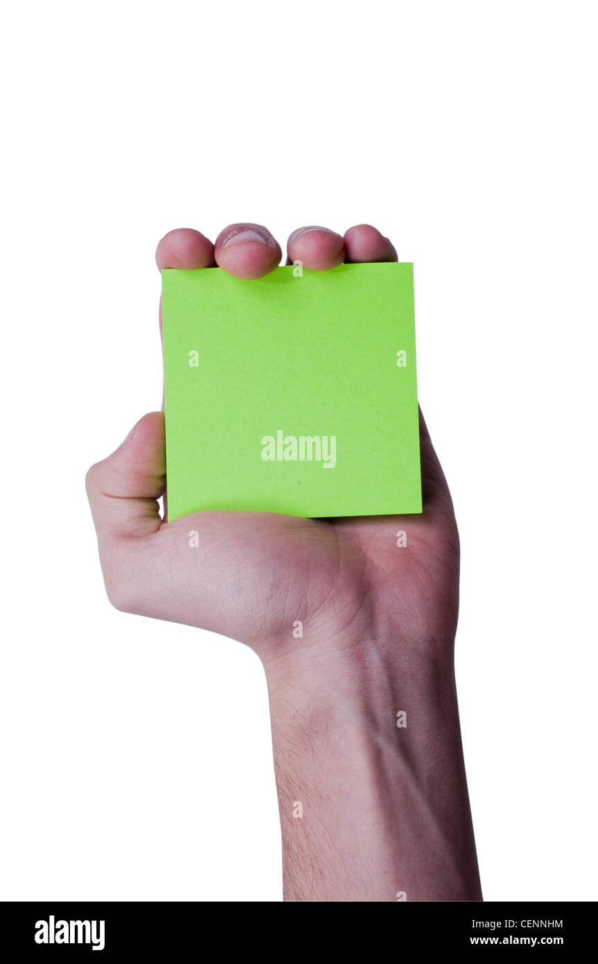 Hand holding yellow papers hi-res stock photography and images - Alamy