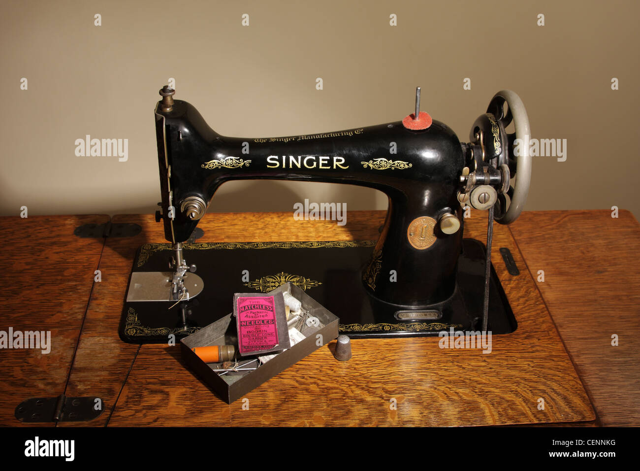 Antique Sewing Machine Pedal Drive Stock Photo 1128192722