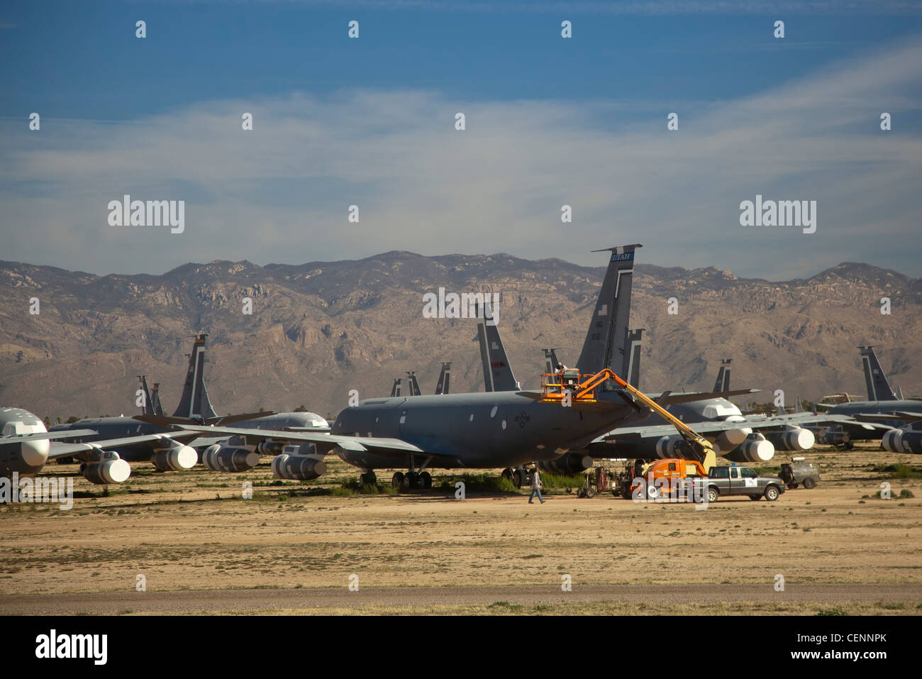 Military Aircraft Storage and Scrap Yard Stock Photo