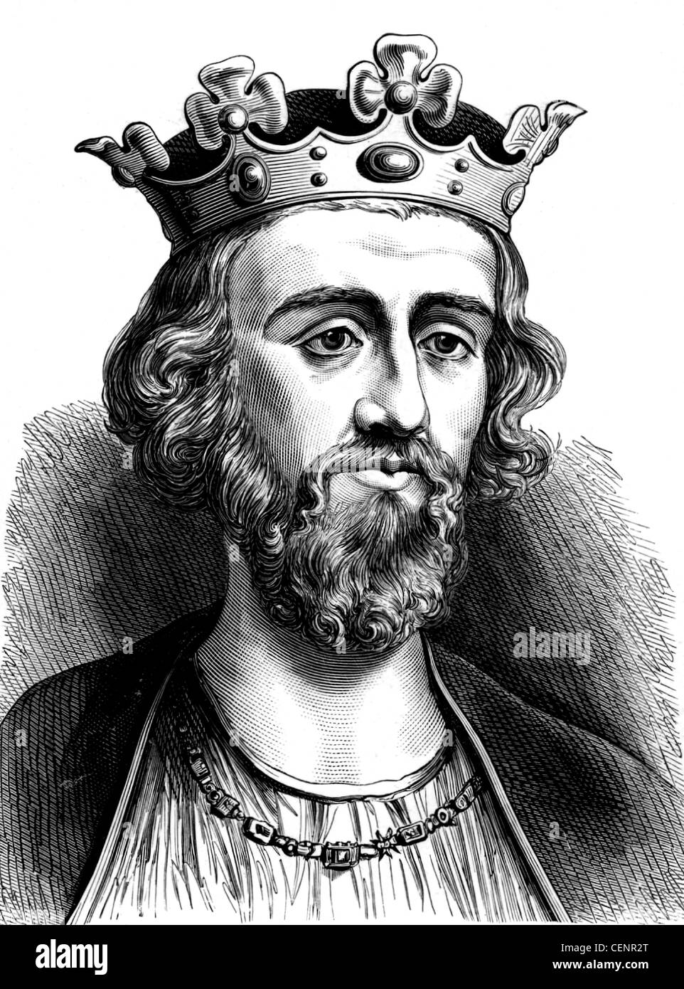 Edward II (1284-1327) king of England from 1307, Wood engraving end of XIX th century - London Stock Photo