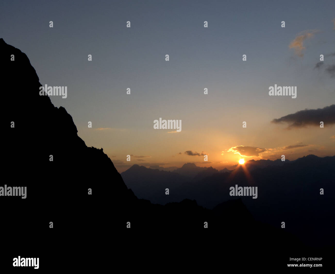 Alpine sunrise from the Salbitschijen Switzerland Stock Photo