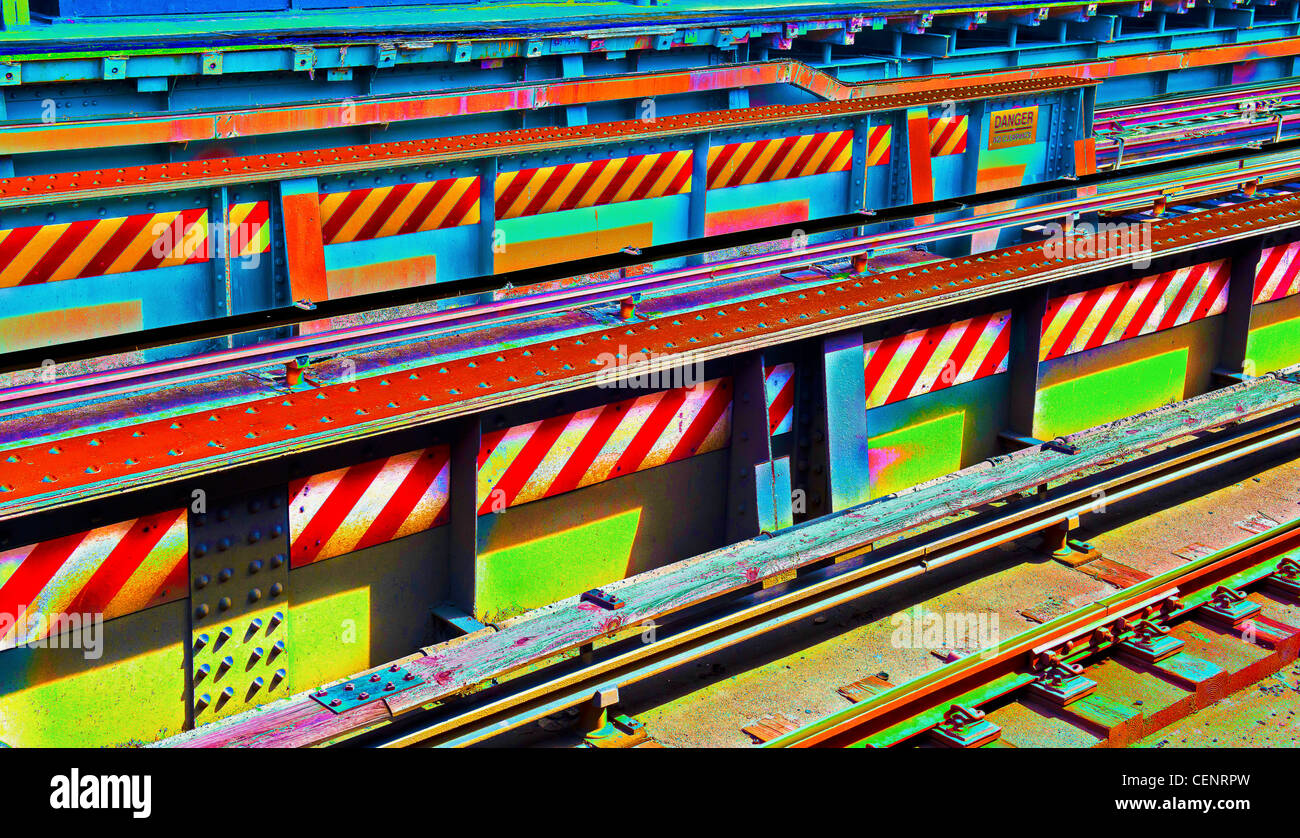 Abstract close up of subway tracks Stock Photo