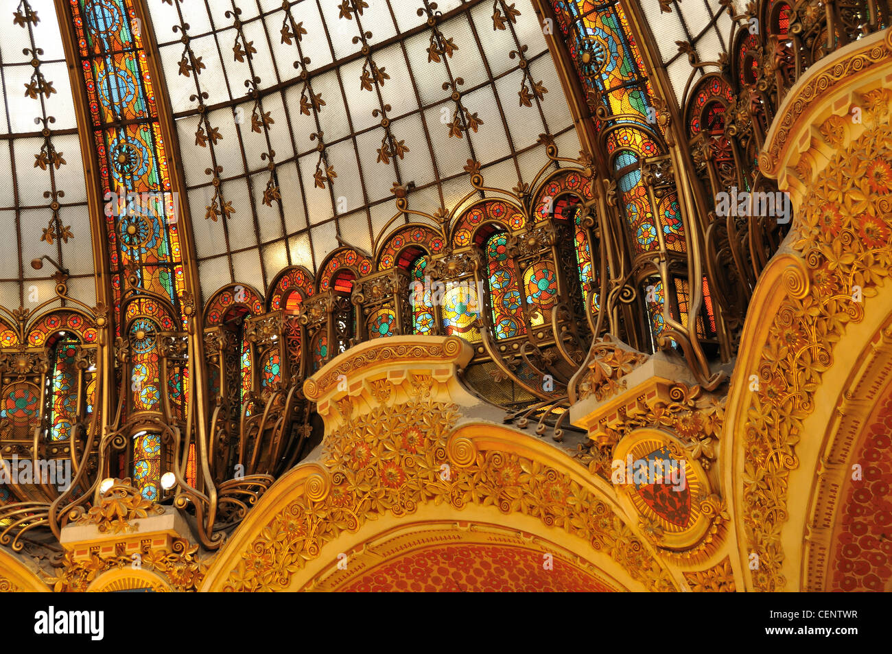 Cupola Details, Galeries Lafayette, Paris, France Stock Photo