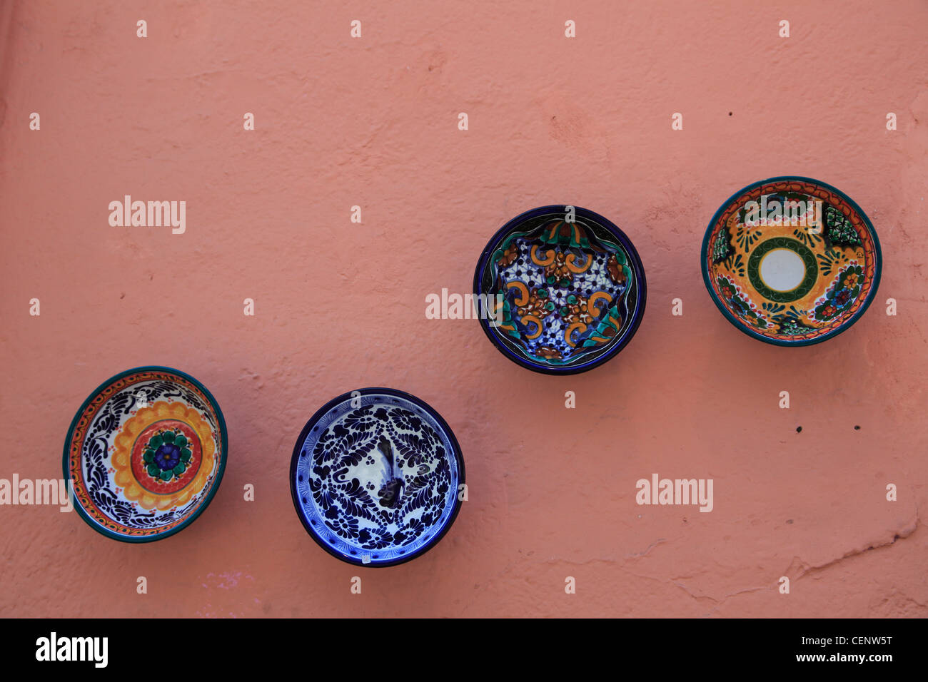 Talavera Pottery, Ceramic bowls, Puebla, Historic Center, Puebla State, Mexico Stock Photo