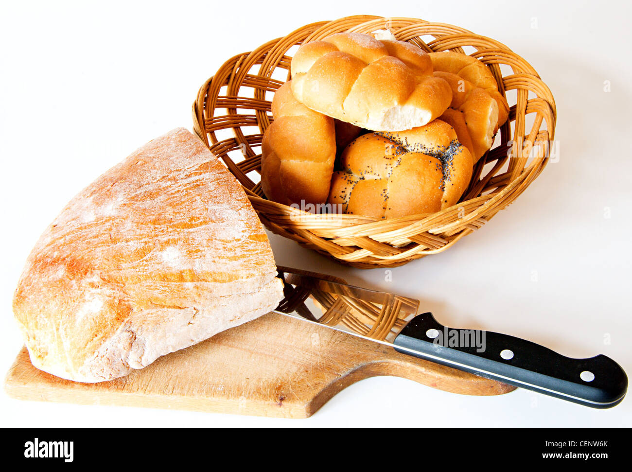 Bread with knife. Stock Photo