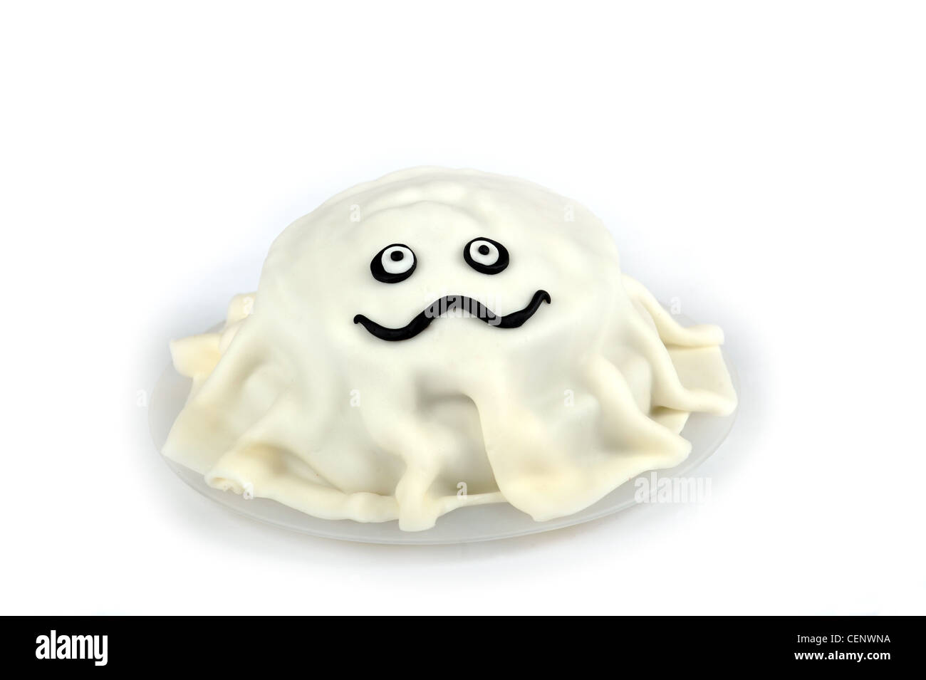 A white ghost cake specially made for Halloween Stock Photo