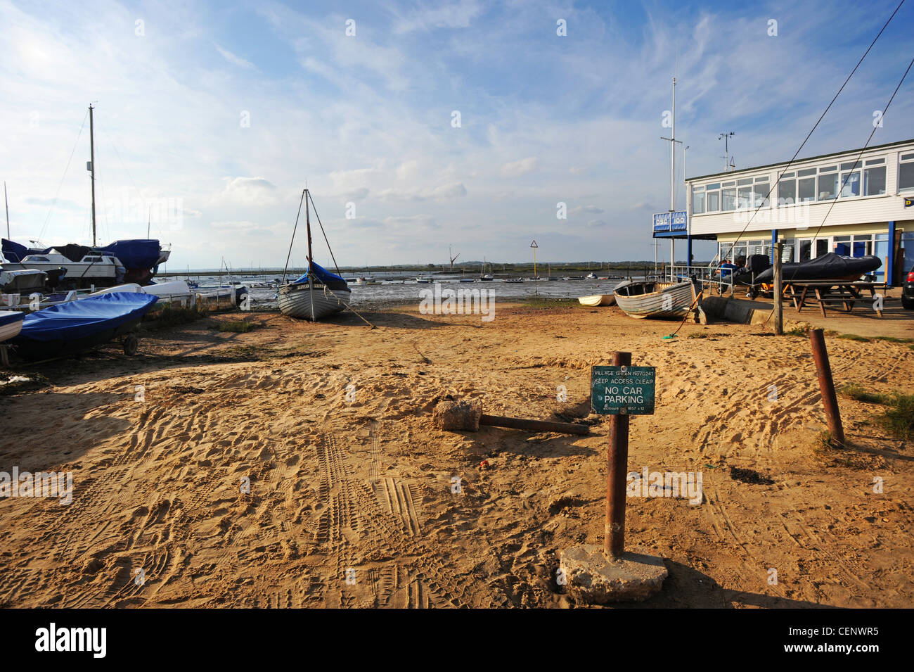 Beach next to West Mersea Sailing Club Stock Photo Alamy