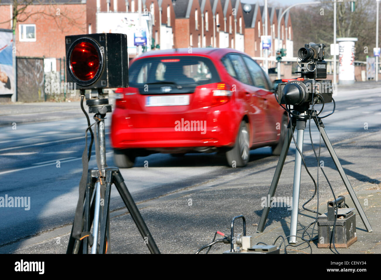Police control, traffic speed control by a radar measuring system Stock