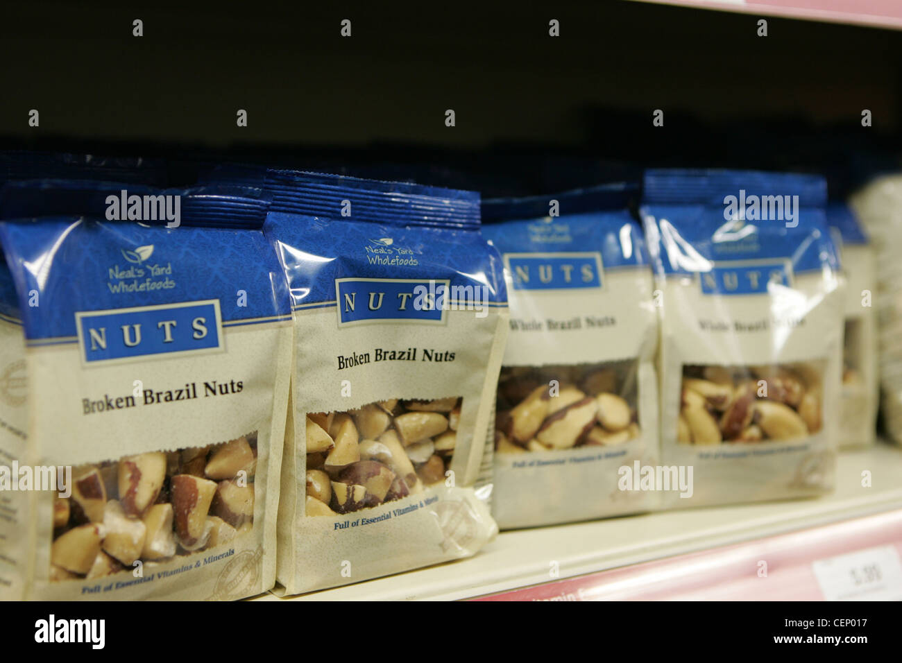 broken brazil nuts on shelf in shop Stock Photo Alamy