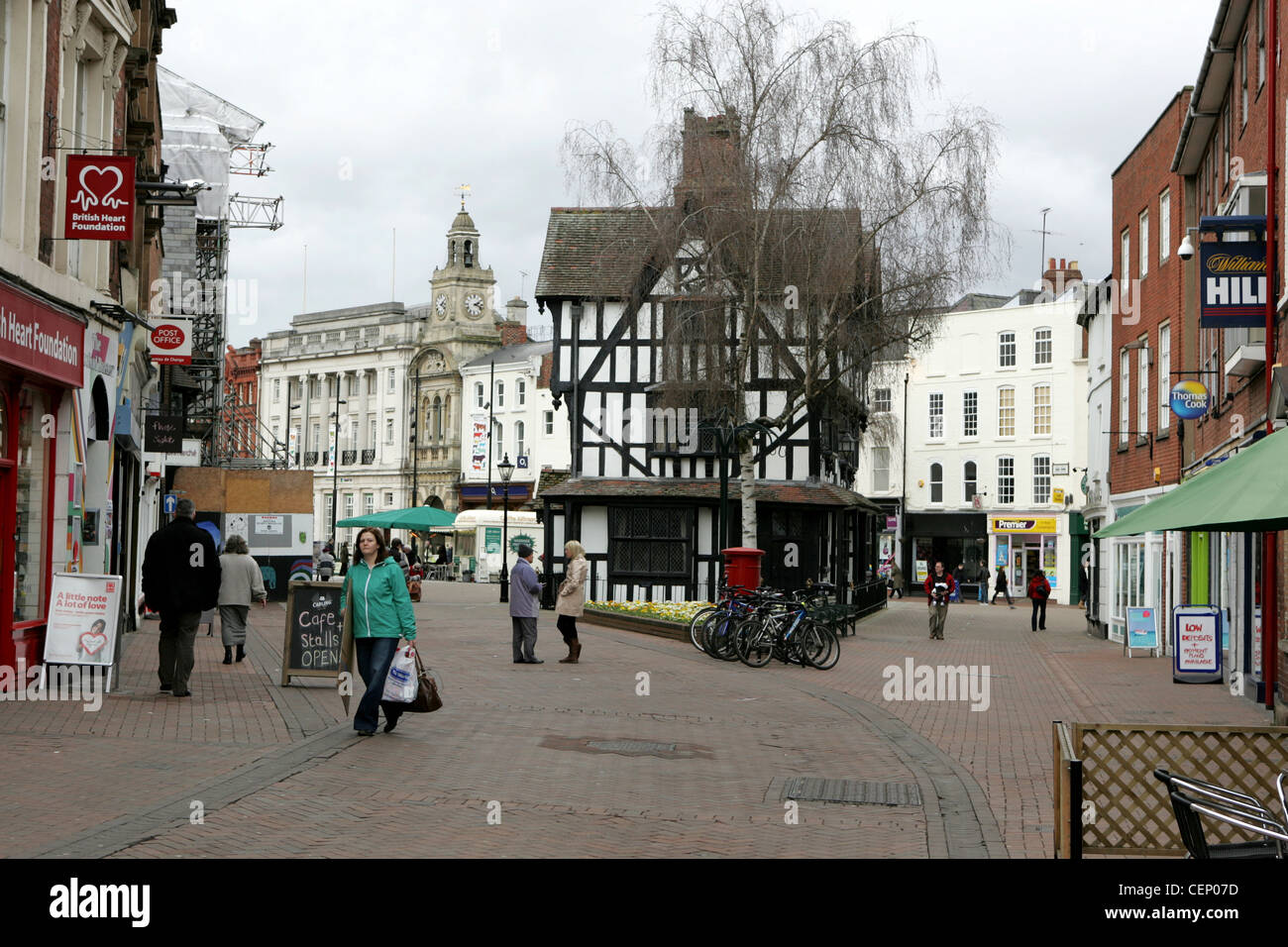 hereford city centre, hereford high street Stock Photo Alamy