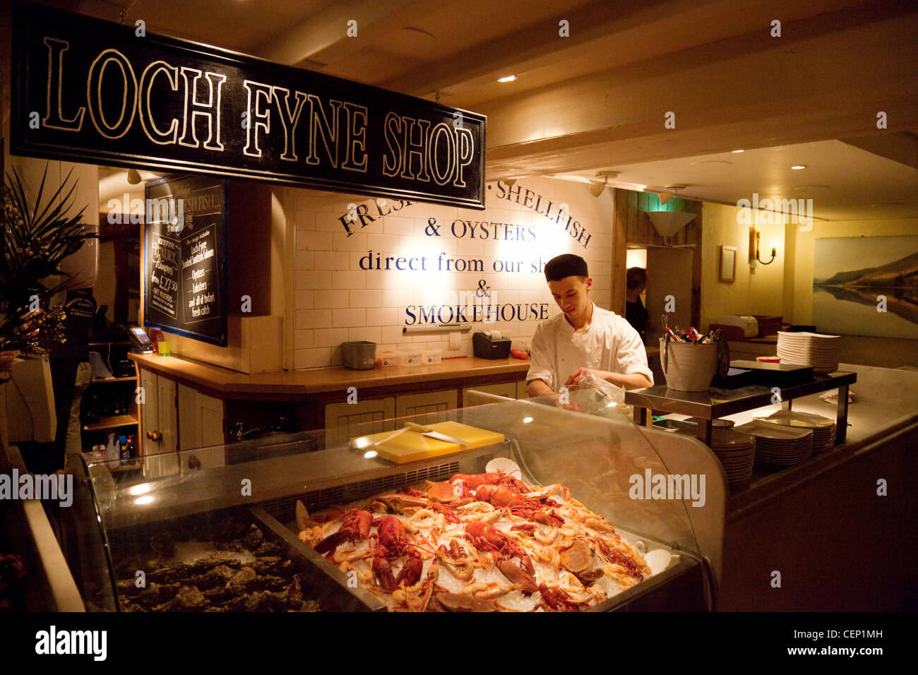 Loch Fyne seafood shop, the Loch Fyne restaurant, Cambridge UK Stock Photo