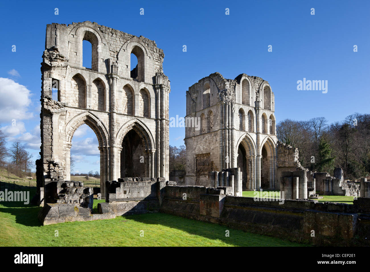 The ruins of Roche Abbey, a cistercian priory founded in 1147 at Maltby near Rotherham, South Yorkshire, UK Stock Photo