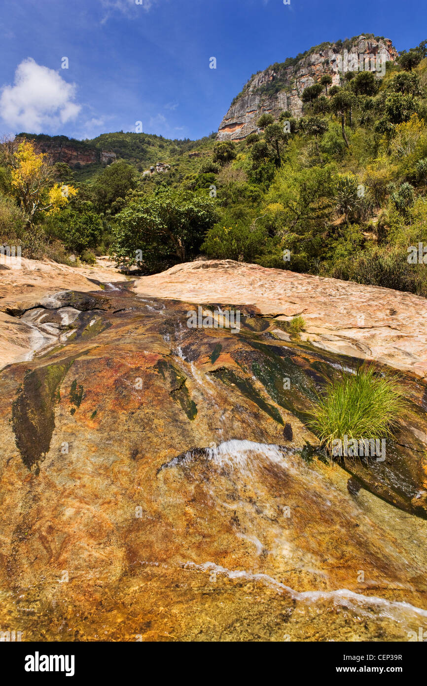 Kenya Rocks Stream Flows Down The Granite Rock On The Southern Slopes Of Mount ...
