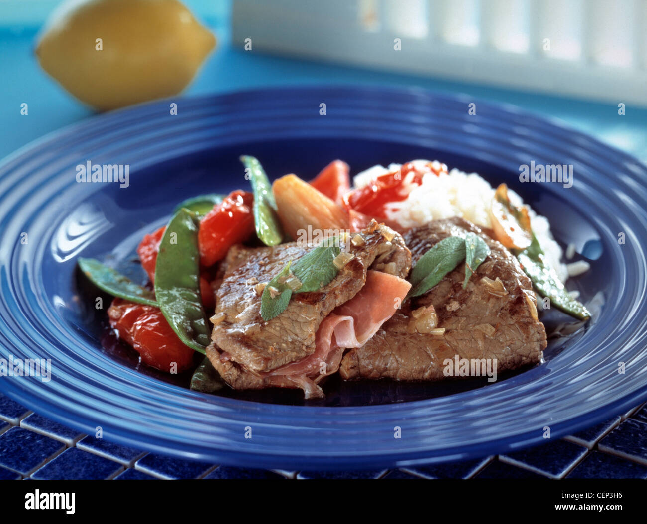 Step by step saltimbocca a red wine sauce Step garnish sage leaves and