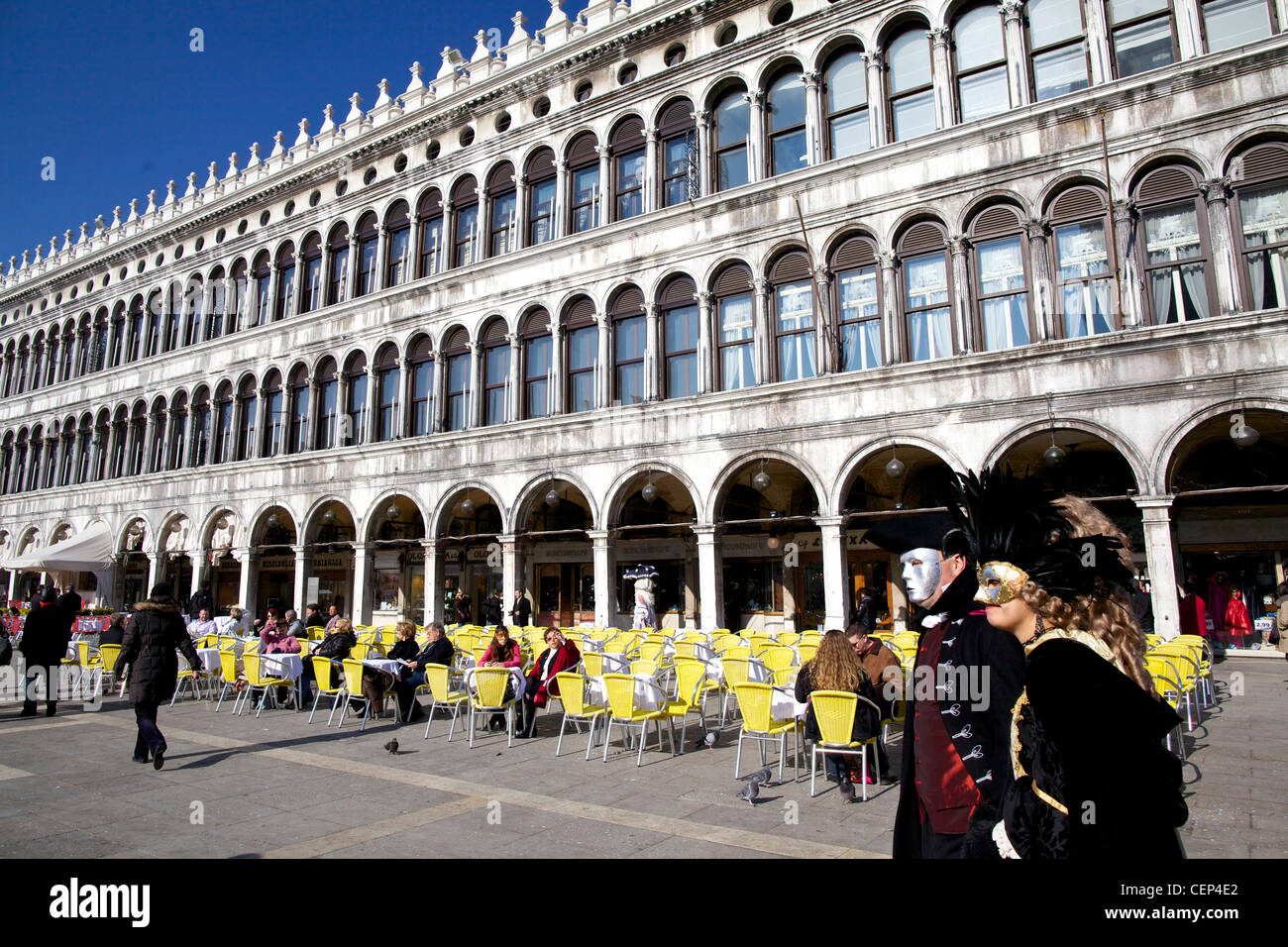 Masked revellers in St Mark's Square at the Venice Carnival in Italy ...