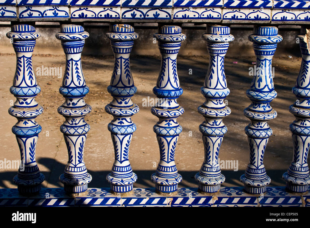 Spain, Seville, Plaza de Espana, ceramic balustrades Stock Photo