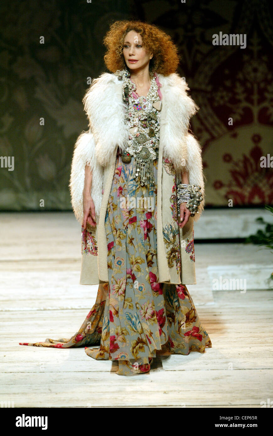 Kenzo Paris Ready to Wear Autumn Winter Model and actress Marisa Berenson models boho chic Stock Photo