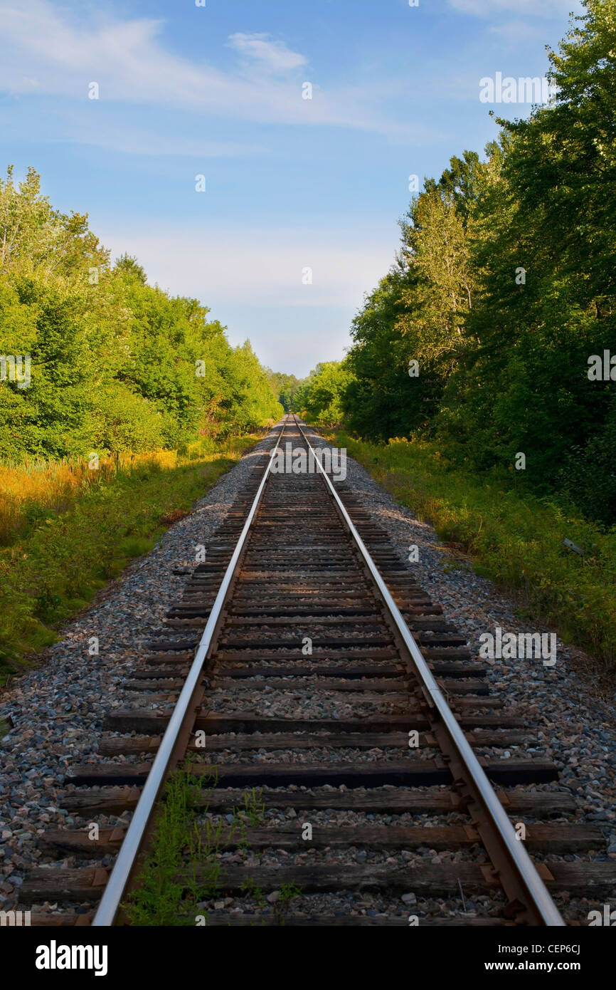 railway tracks; iron hill, quebec, canada Stock Photo Alamy