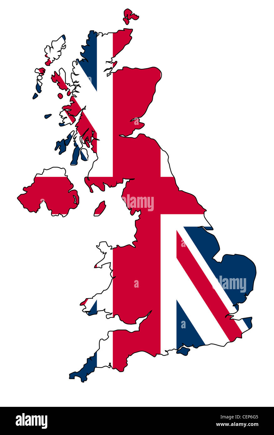 UK map with Union Jack flag Stock Photo - Alamy