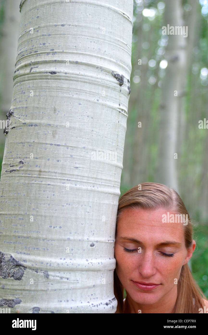 Healthy Woman in Stand of Trees Uinta National Forest Park City Utah