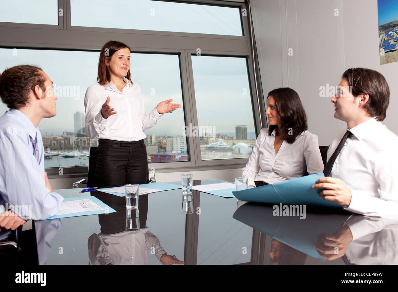 Conversation in the office Stock Photo Alamy