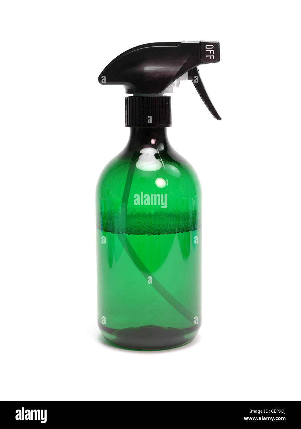 Environmentally safe cleaning products isolated against a white