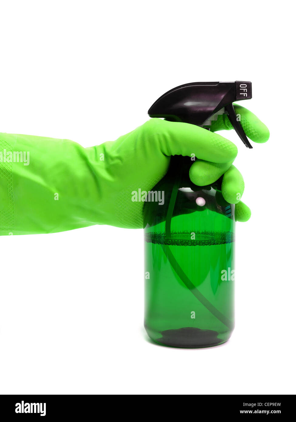 Environmentally safe cleaning products isolated against a white