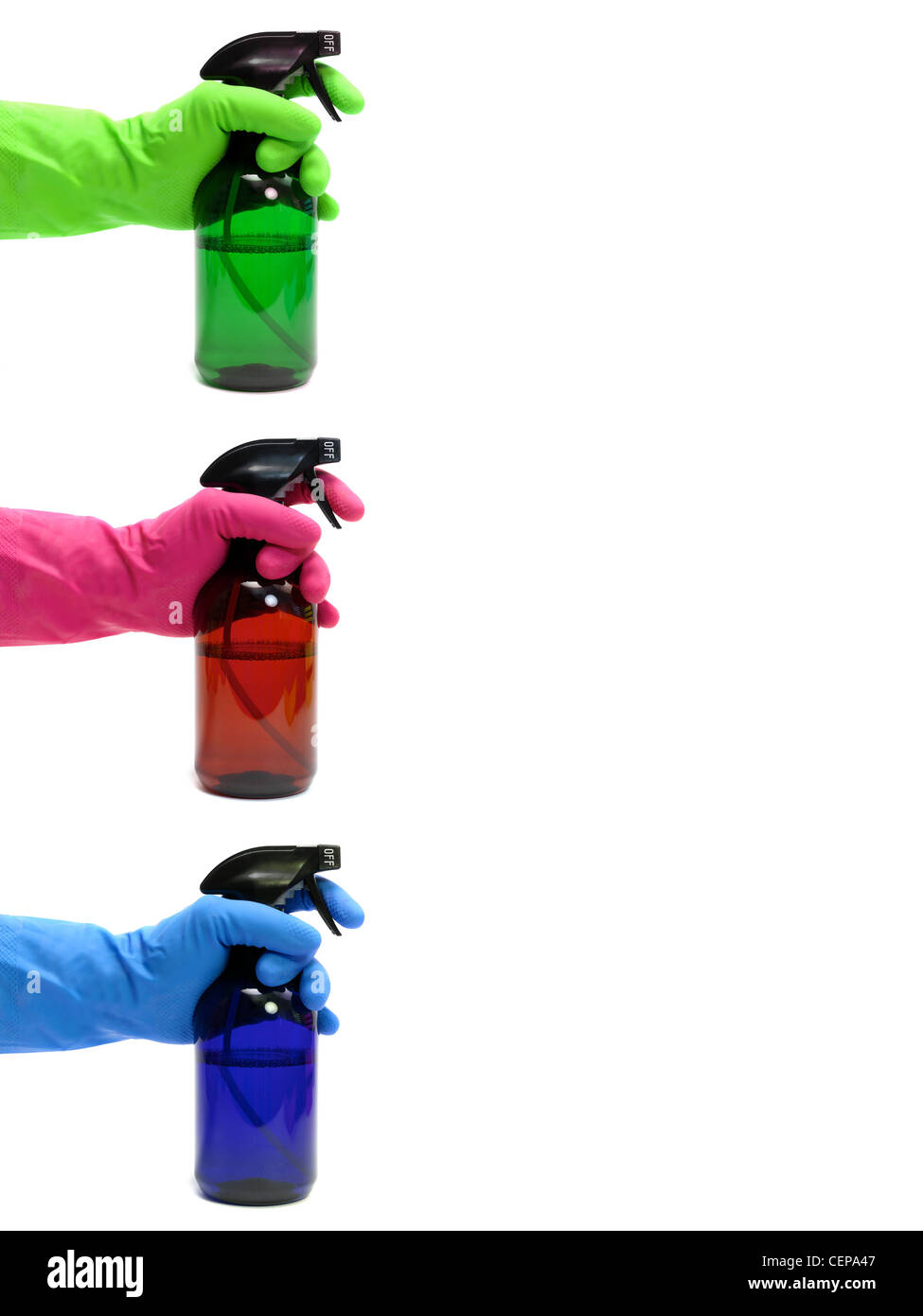 Environmentally safe cleaning products isolated against a white