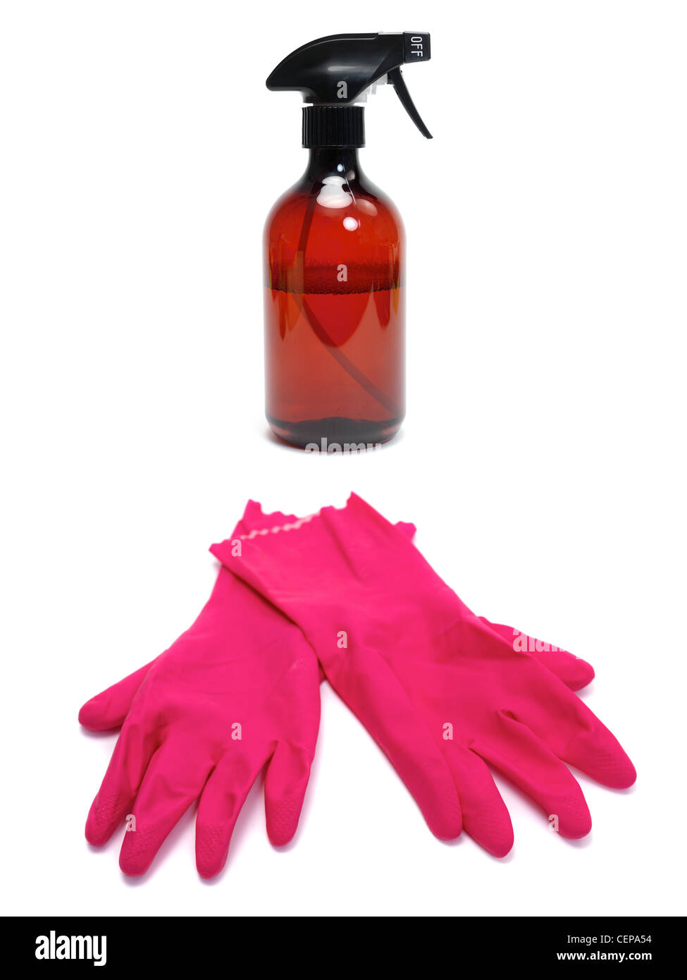 Environmentally safe cleaning products isolated against a white