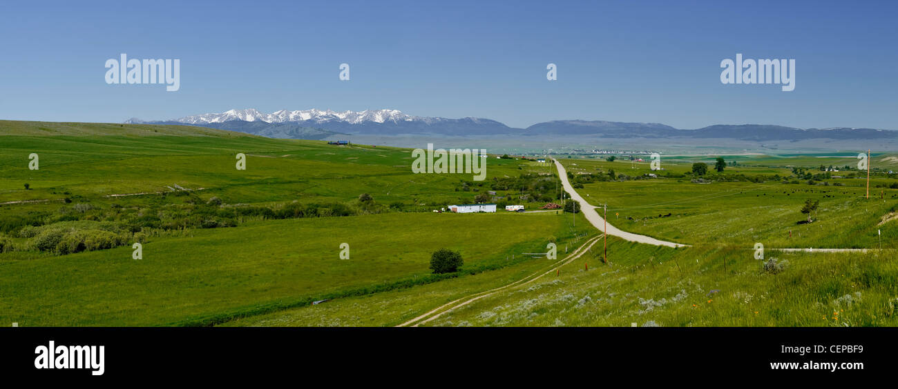 Bridger Mountains and Wilsall Montana as seen from Horse Creek Road
