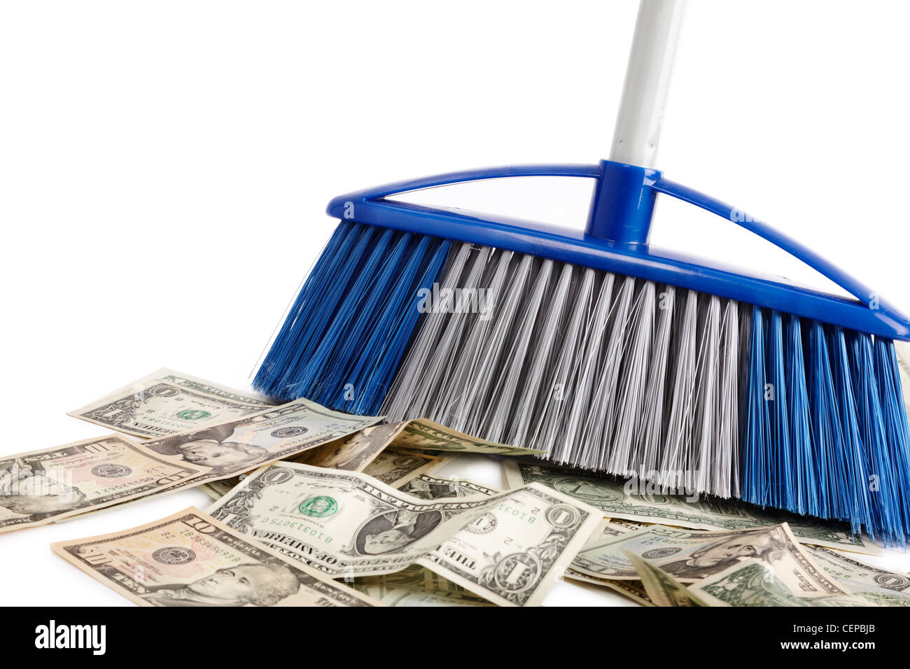 dollar sweeper isolated on white , selective focus Stock Photo