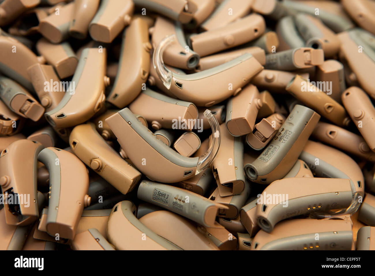 Used hearing aids to be sent to developing countries after reconditioning Stock Photo