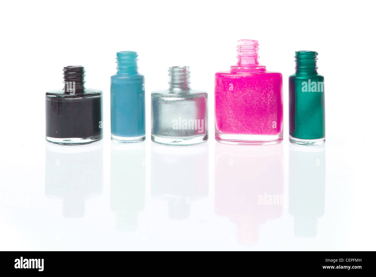 set of nail polishes isolated on white background Stock Photo