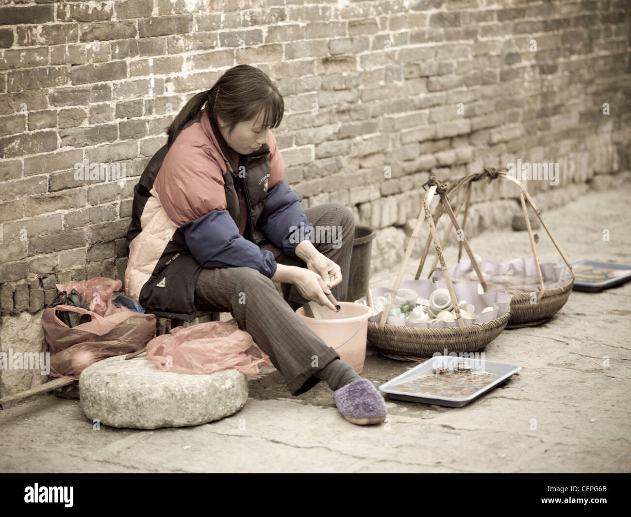 Street Vendor In China Stock Photo