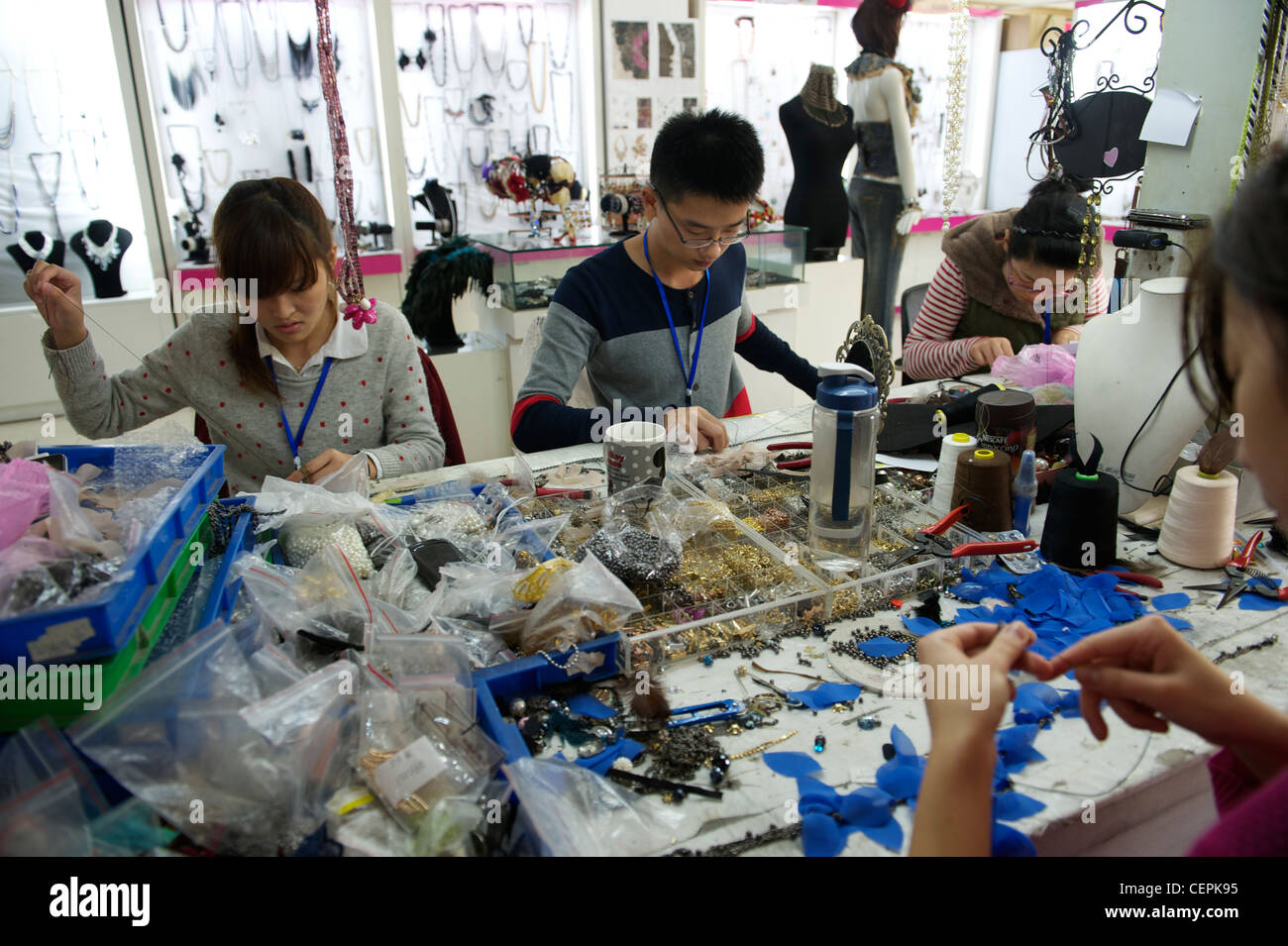 Employees design fashion jewelry in Zhejiang Neoglory Jewelry Co., Ltd. in Yiwu, Zhejiang, China.  07-Nov-2011 Stock Photo