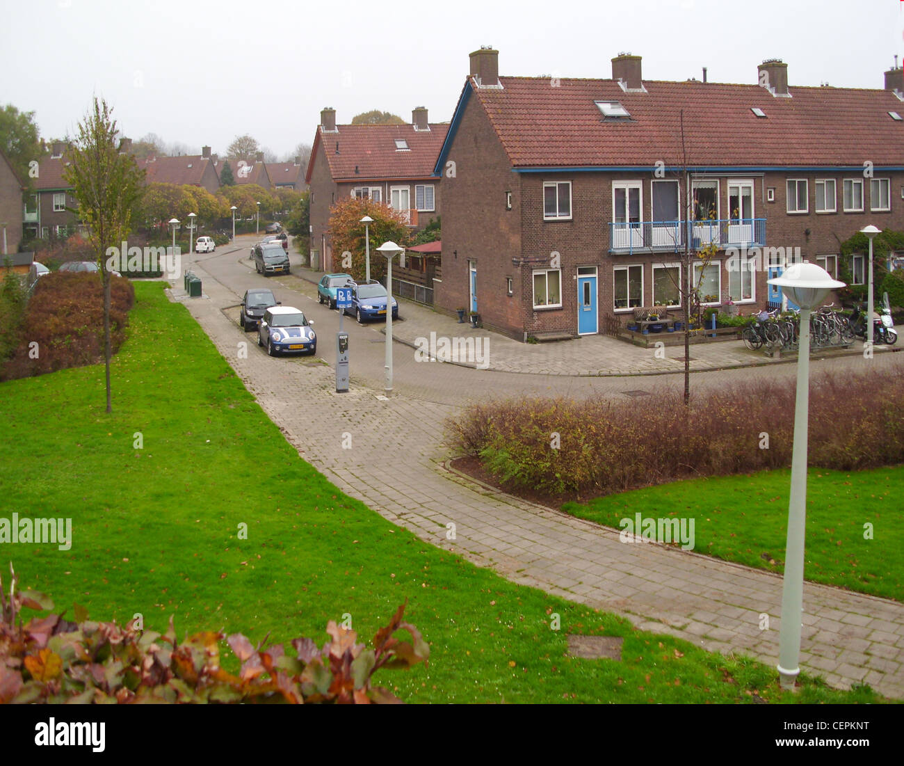 Typical after worldwar II Dutch municipal neighborhood Stock Photo
