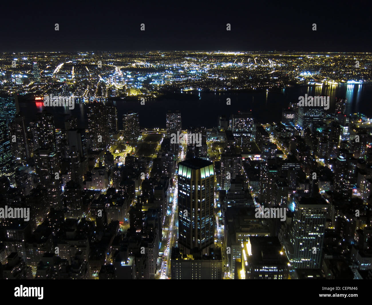 Aerial view of New York at night Stock Photo - Alamy